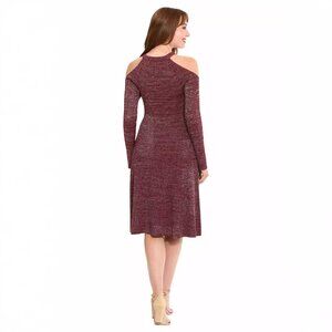 NWT London Times Cold Shoulder Flared Midi Sweater Dress P68